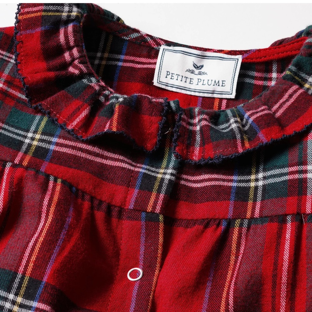 Petite Plume Baby's Brushed Twill Madeline Romper in Imperial Tartan 6/12 Months - Picture 5 of 9